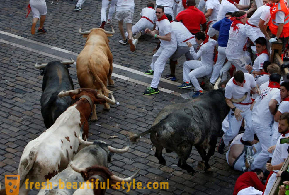 Kako je godišnji Utrka bikova u Pamploni, Španjolska