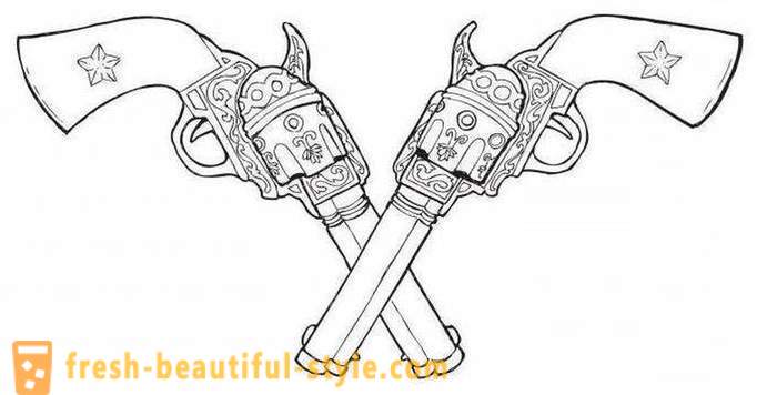 Tattoo „pištolj” - kreativna skica za hrabre i hrabar