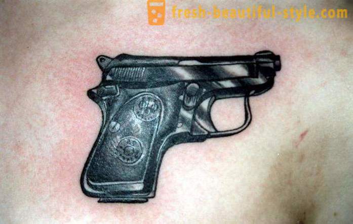 Tattoo „pištolj” - kreativna skica za hrabre i hrabar
