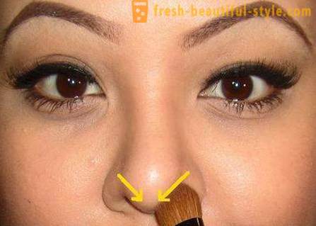 Kako smanjiti nos šminke? Vizualno smanjite nos