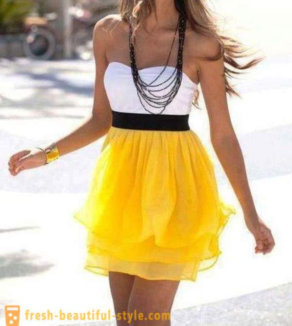 Žuta haljina: mogućnosti za proljeće i ljeto